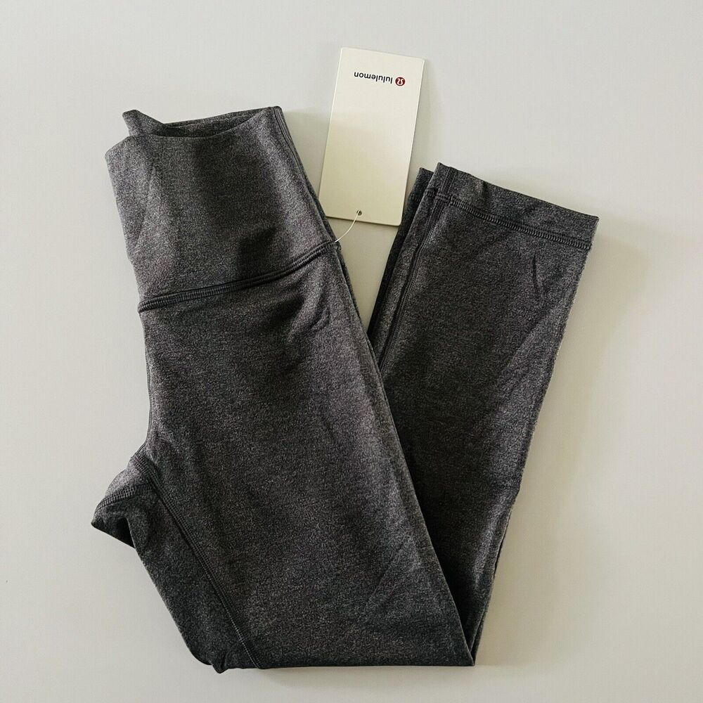 LULULEMON ATHLETICA Heathered Black Wunder Under HR Crop 21" Leggings - US 4